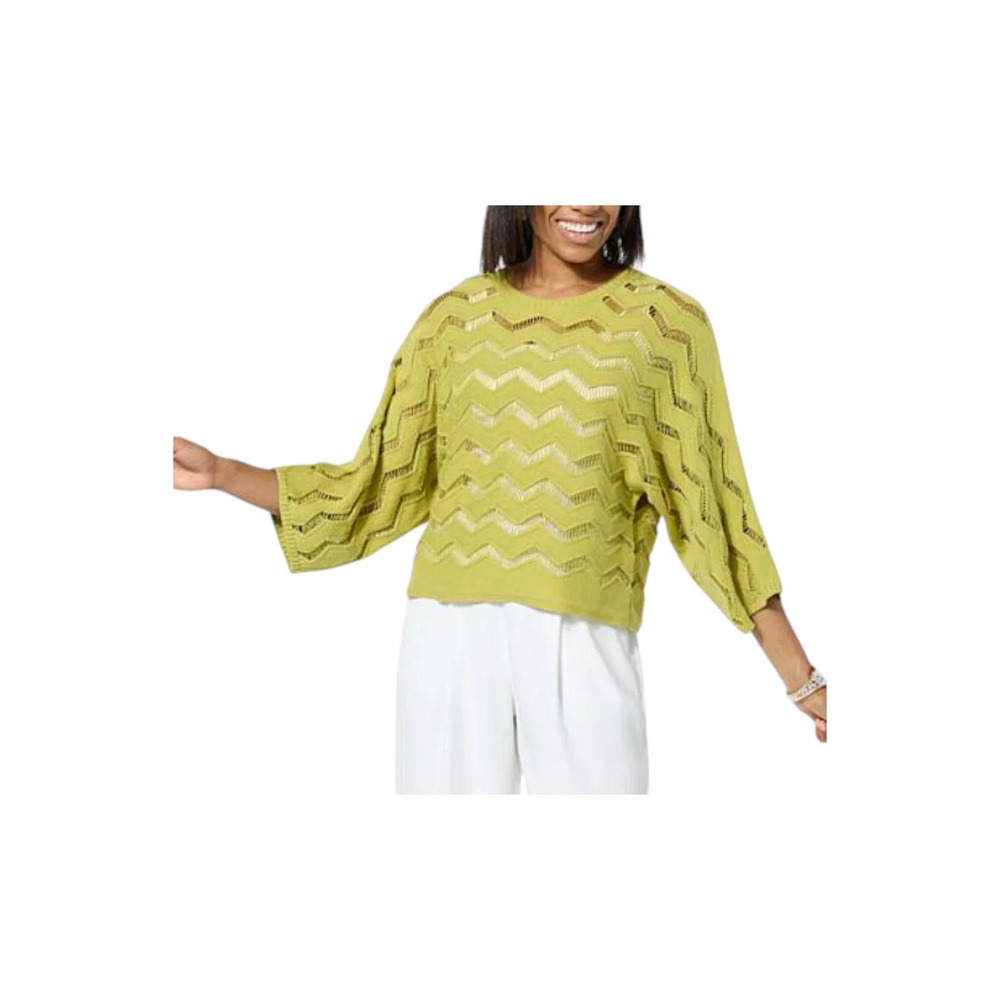 WynneLayers Chevron Open-Stitch Sweater Moss - Regular